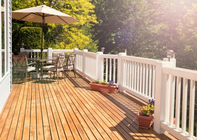 Bright daylight falling on home outdoor deck